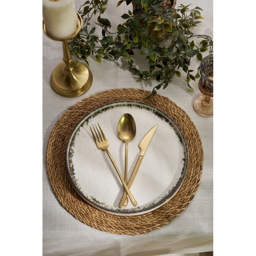 24-piece porcelain dinner set in white and brown