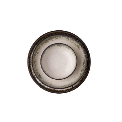 24-piece porcelain dinner set in white and brown