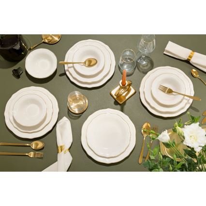 24-piece porcelain dinner set in white and gold