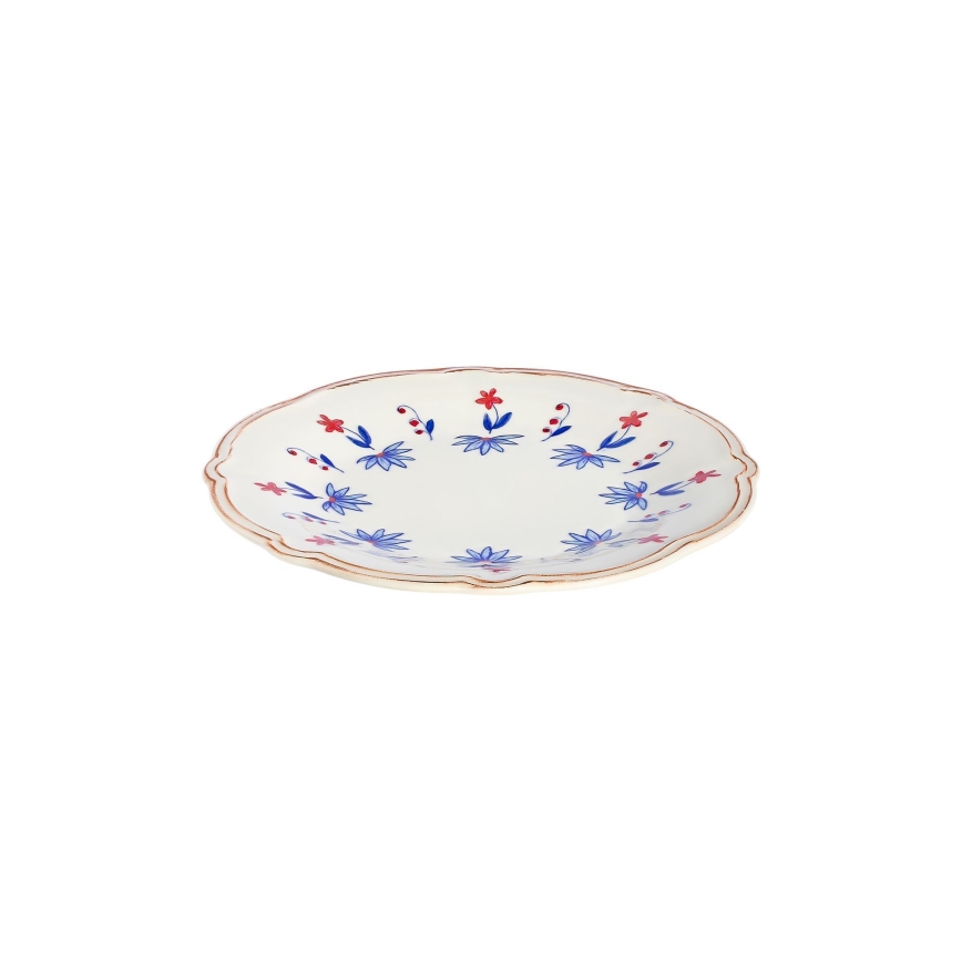 24-piece porcelain dinner set in white, blue and red