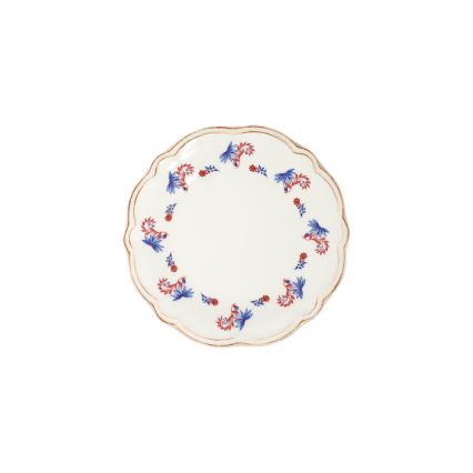 24-piece porcelain dinner set in white, blue and red