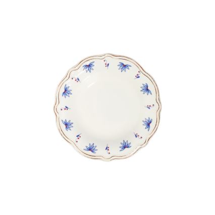 24-piece porcelain dinner set in white, blue and red