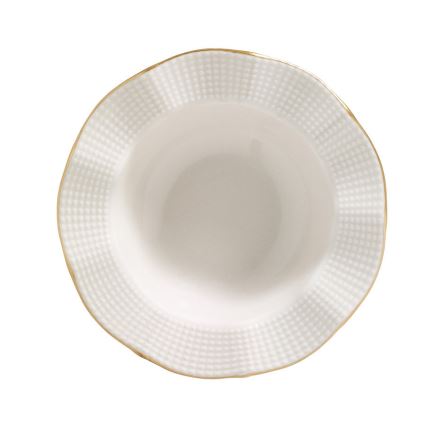 24-piece porcelain dinner set in white with gold accents