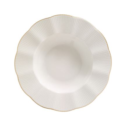 24-piece porcelain dinner set in white with gold accents