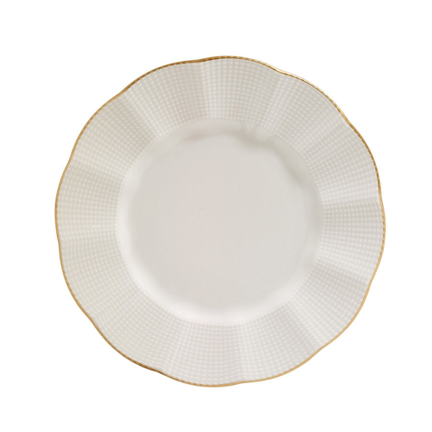 24-piece porcelain dinner set in white with gold accents