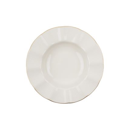 24-piece porcelain dinner set in white with gold accents
