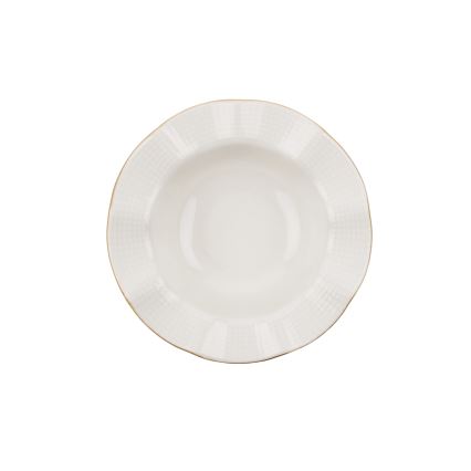 24-piece porcelain dinner set in white with gold accents