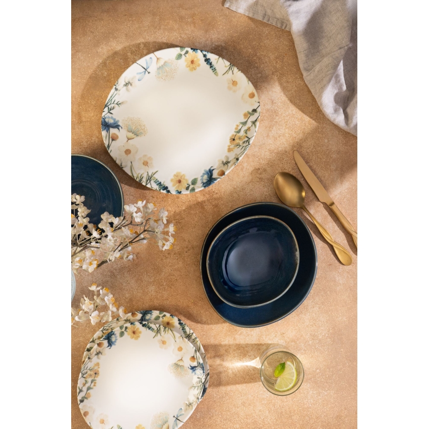 24-Piece Porcelain Dinner Set – Multicolored/Blue