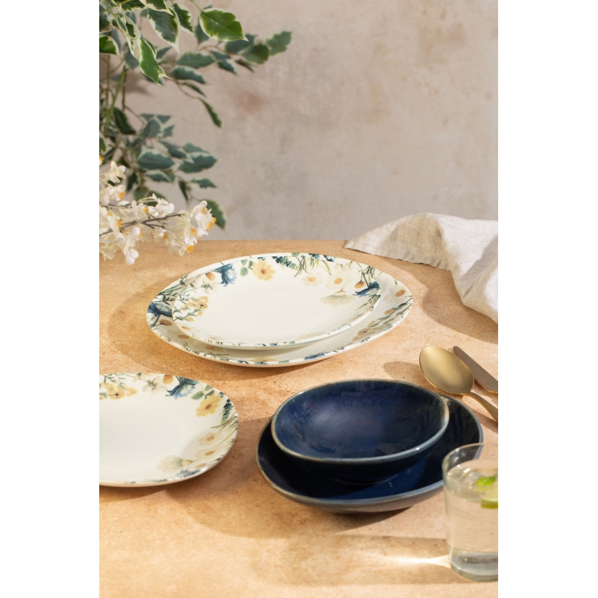 24-Piece Porcelain Dinner Set – Multicolored/Blue