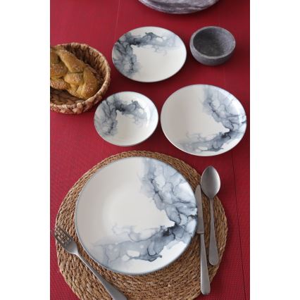 24-piece porcelain dinner set, white/black