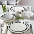 24-piece porcelain dinner set, white/black