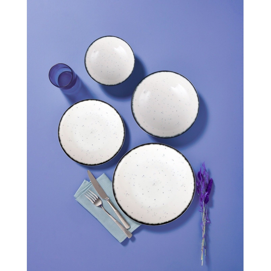 24-piece porcelain dinner set, white/black