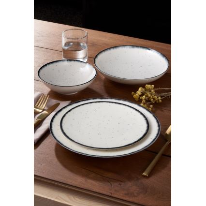 24-piece porcelain dinner set, white/black