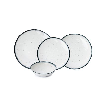 24-piece porcelain dinner set, white/black