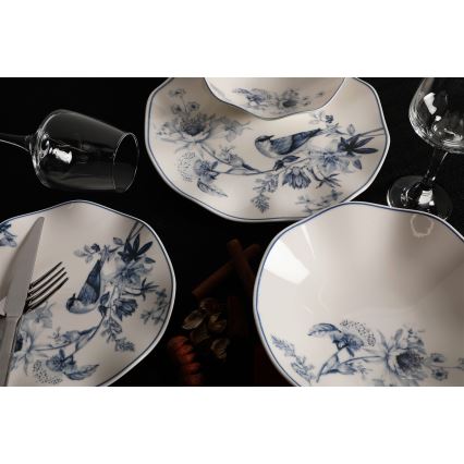24-piece porcelain dinner set, white/blue