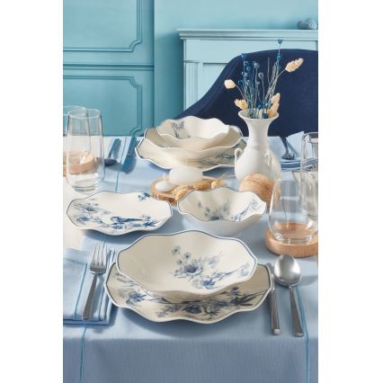 24-piece porcelain dinner set, white/blue