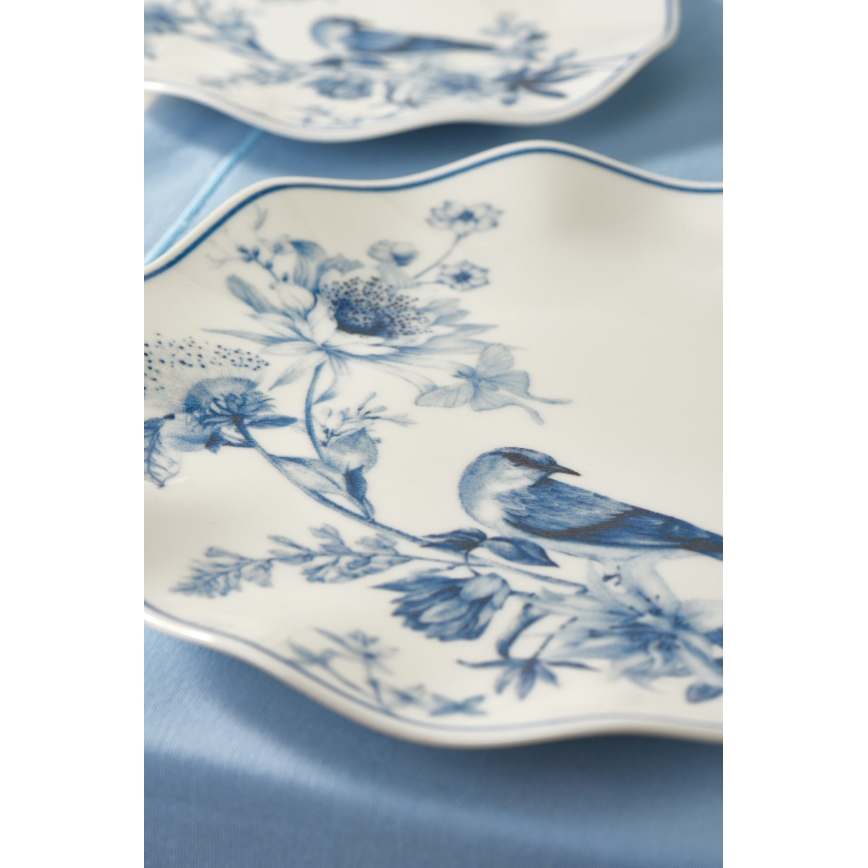 24-piece porcelain dinner set, white/blue