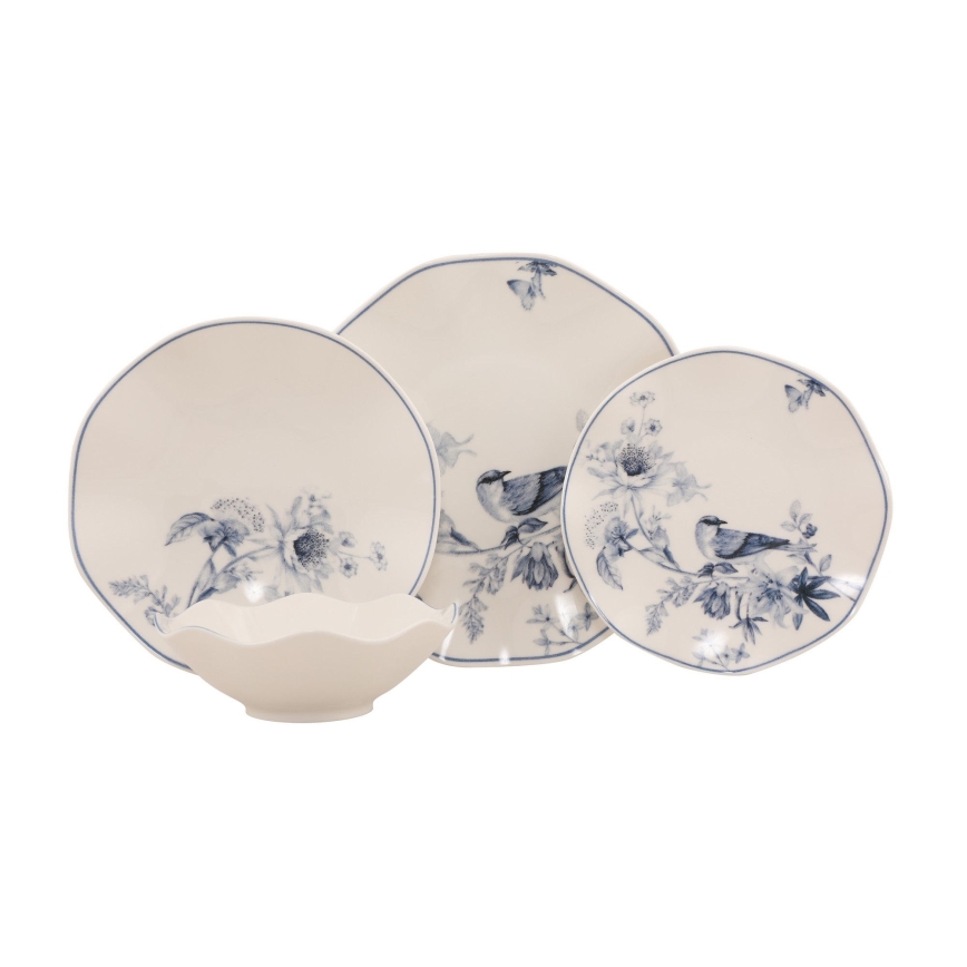 24-piece porcelain dinner set, white/blue