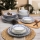24-piece porcelain dinner set, white/blue