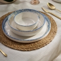 24-piece Porcelain Dinner Set - White/Blue