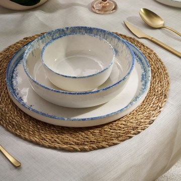 24-piece Porcelain Dinner Set - White/Blue