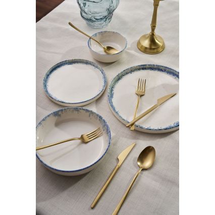 24-piece Porcelain Dinner Set - White/Blue