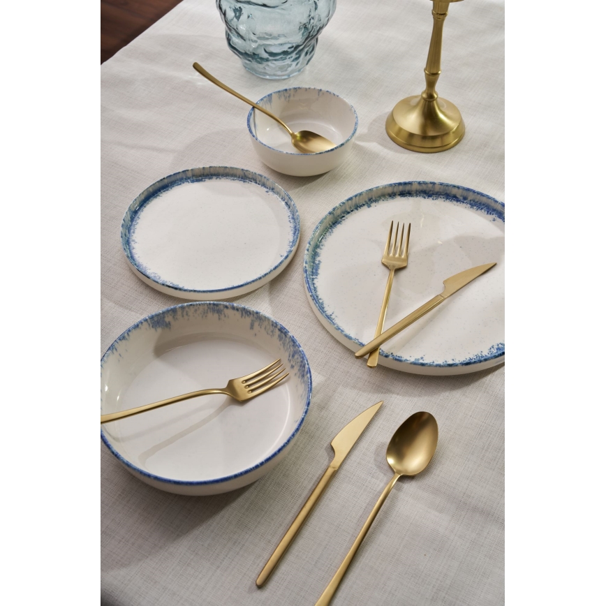 24-piece Porcelain Dinner Set - White/Blue