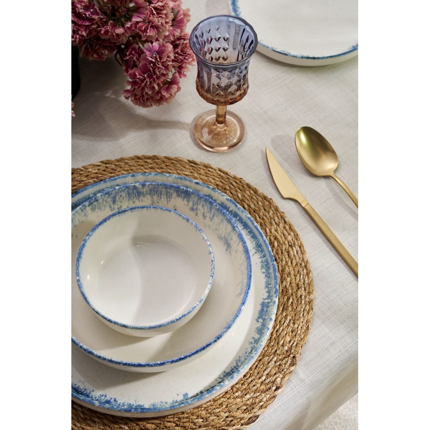24-piece Porcelain Dinner Set - White/Blue