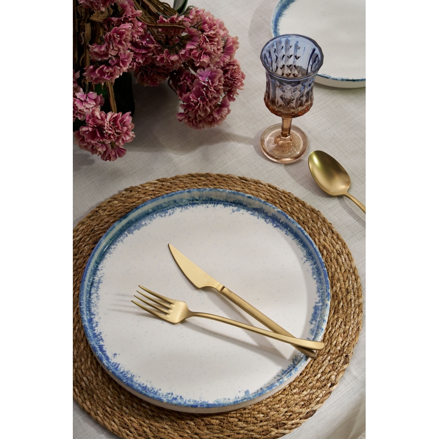 24-piece Porcelain Dinner Set - White/Blue