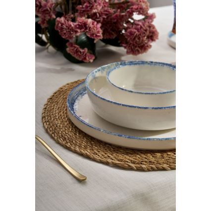 24-piece Porcelain Dinner Set - White/Blue