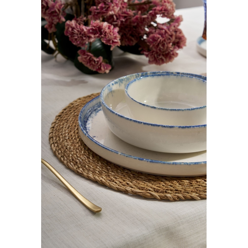 24-piece Porcelain Dinner Set - White/Blue
