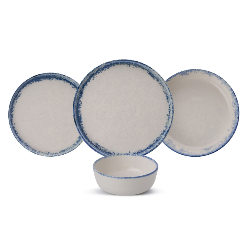 24-piece Porcelain Dinner Set - White/Blue