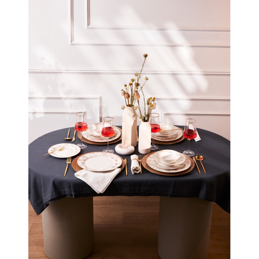 24-piece porcelain dinner set, white/gray