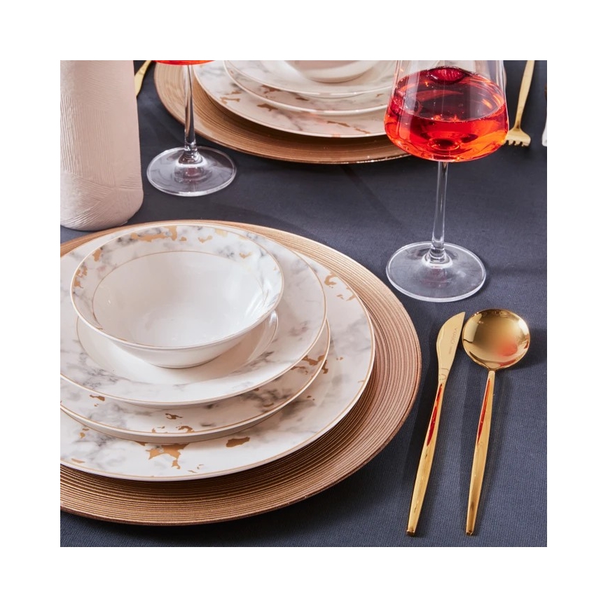 24-piece porcelain dinner set, white/gray