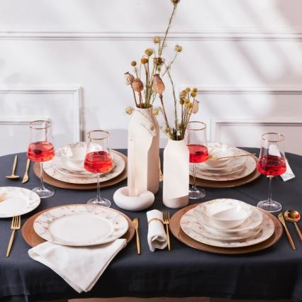 24-piece porcelain dinner set, white/gray