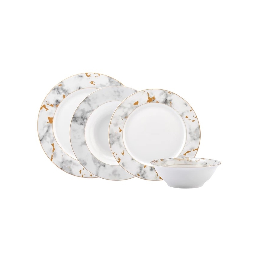 24-piece porcelain dinner set, white/gray