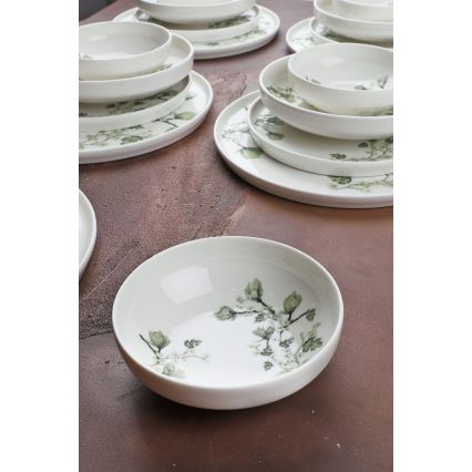 24-piece porcelain dinner set, white/green