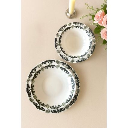 24-piece porcelain dinner set, white/green