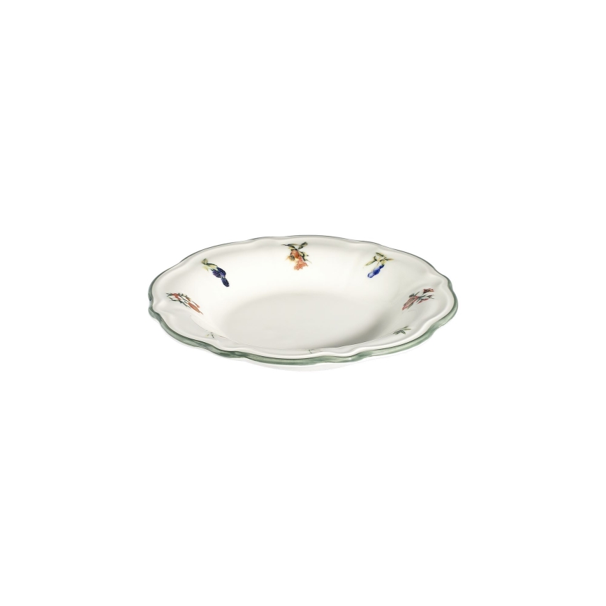 24-Piece Porcelain Dinner Set – White/Green