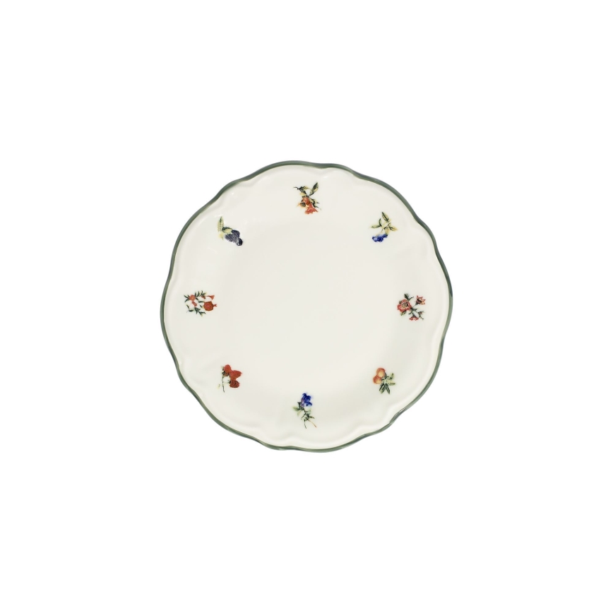 24-Piece Porcelain Dinner Set – White/Green