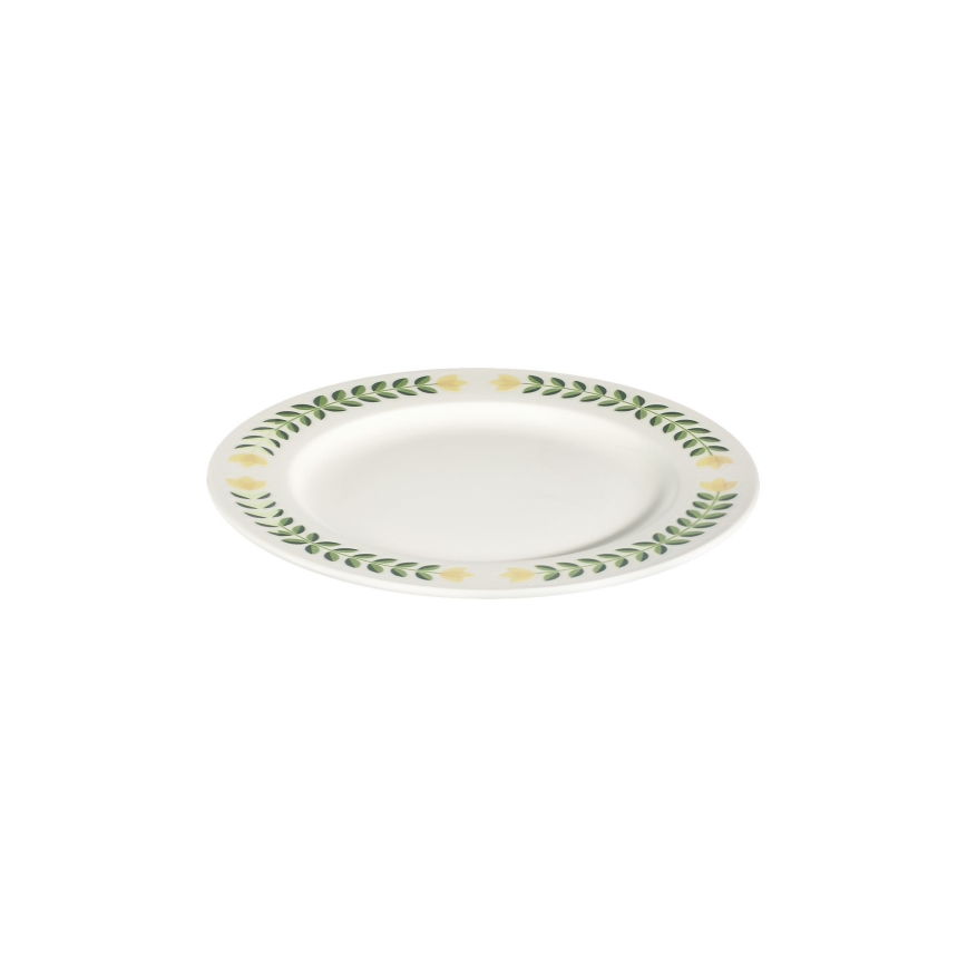 24-piece porcelain dinner set white/green/yellow
