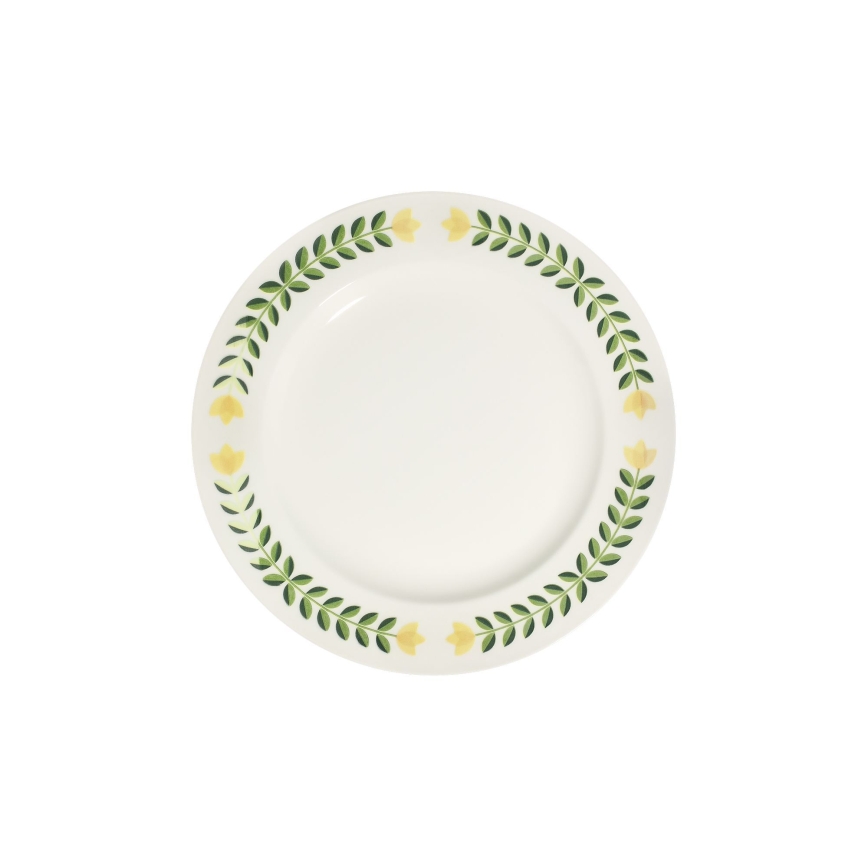 24-piece porcelain dinner set white/green/yellow