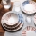 24-piece porcelain dinner set, white/red/blue