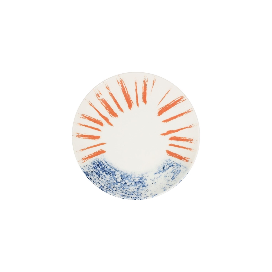 24-piece porcelain dinner set, white/red/blue