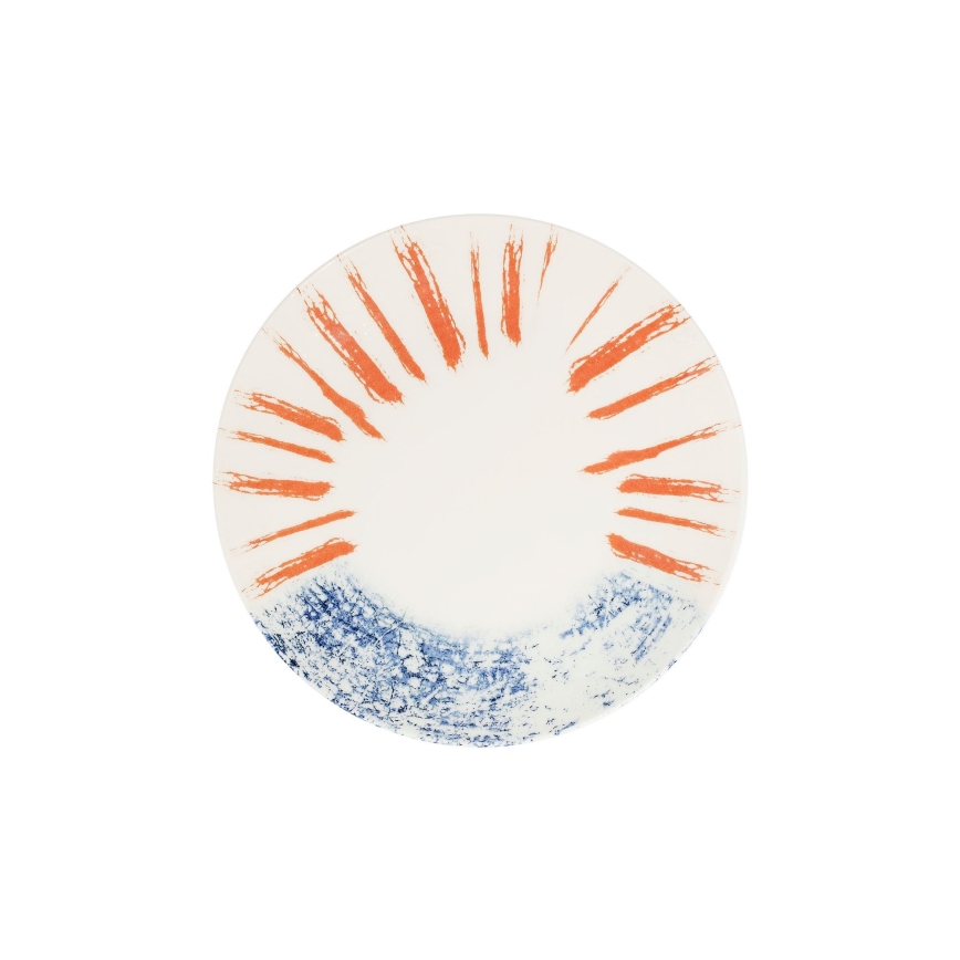 24-piece porcelain dinner set, white/red/blue