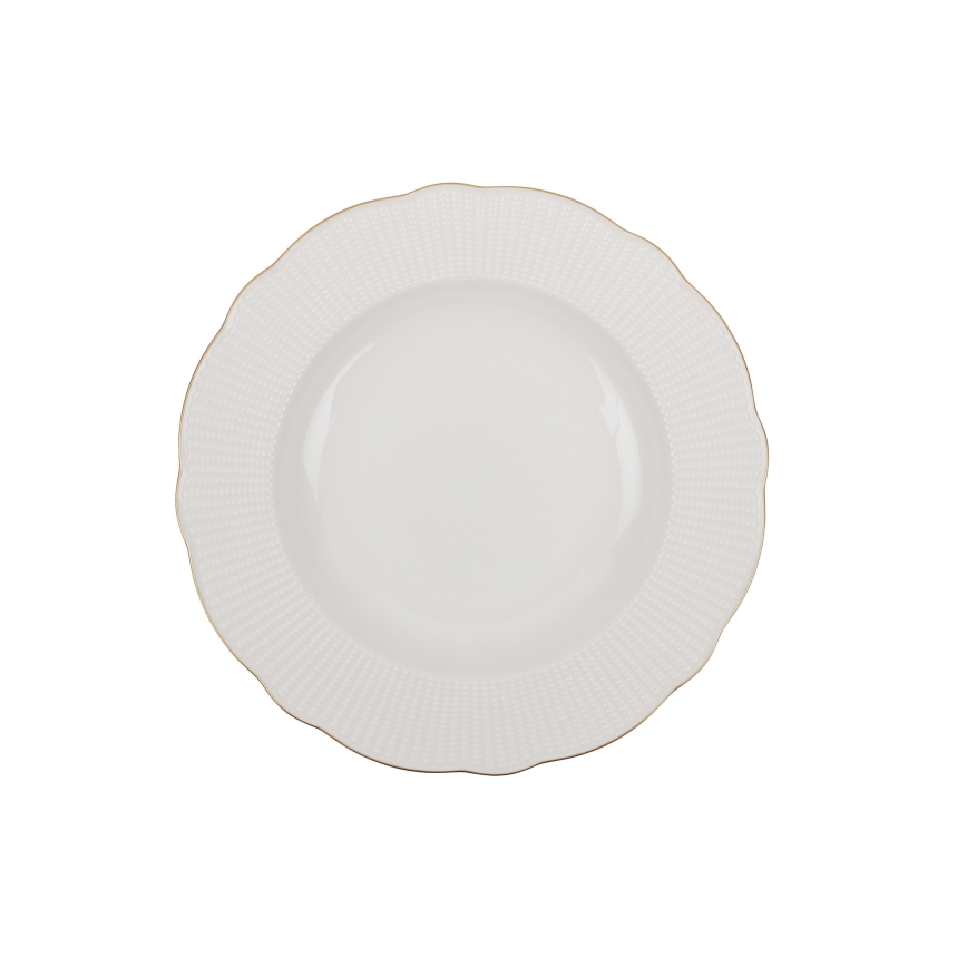 24-piece porcelain dinner set – white with gold accents