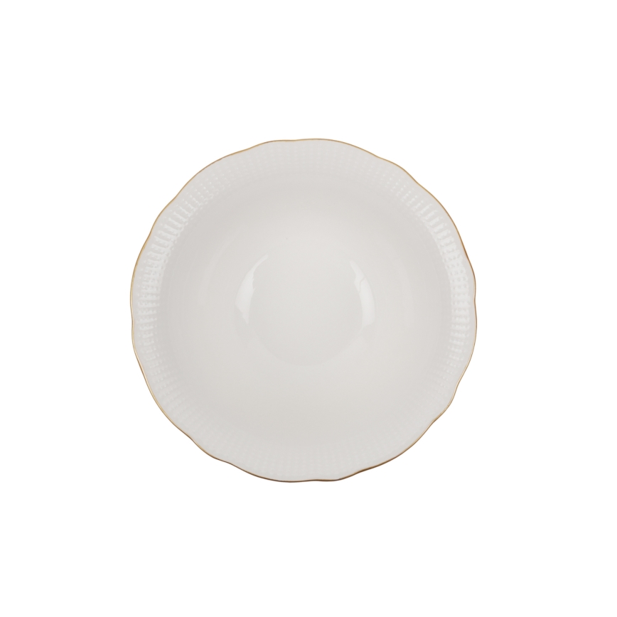 24-piece porcelain dinner set – white with gold accents