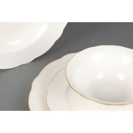 24-piece porcelain dinner set – white with gold accents