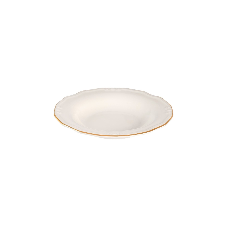 24-piece porcelain dinner set, white with gold trim