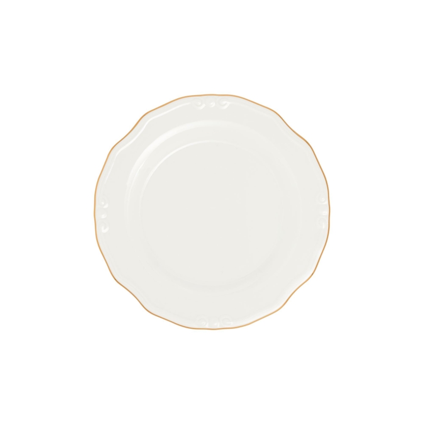 24-piece porcelain dinner set, white with gold trim